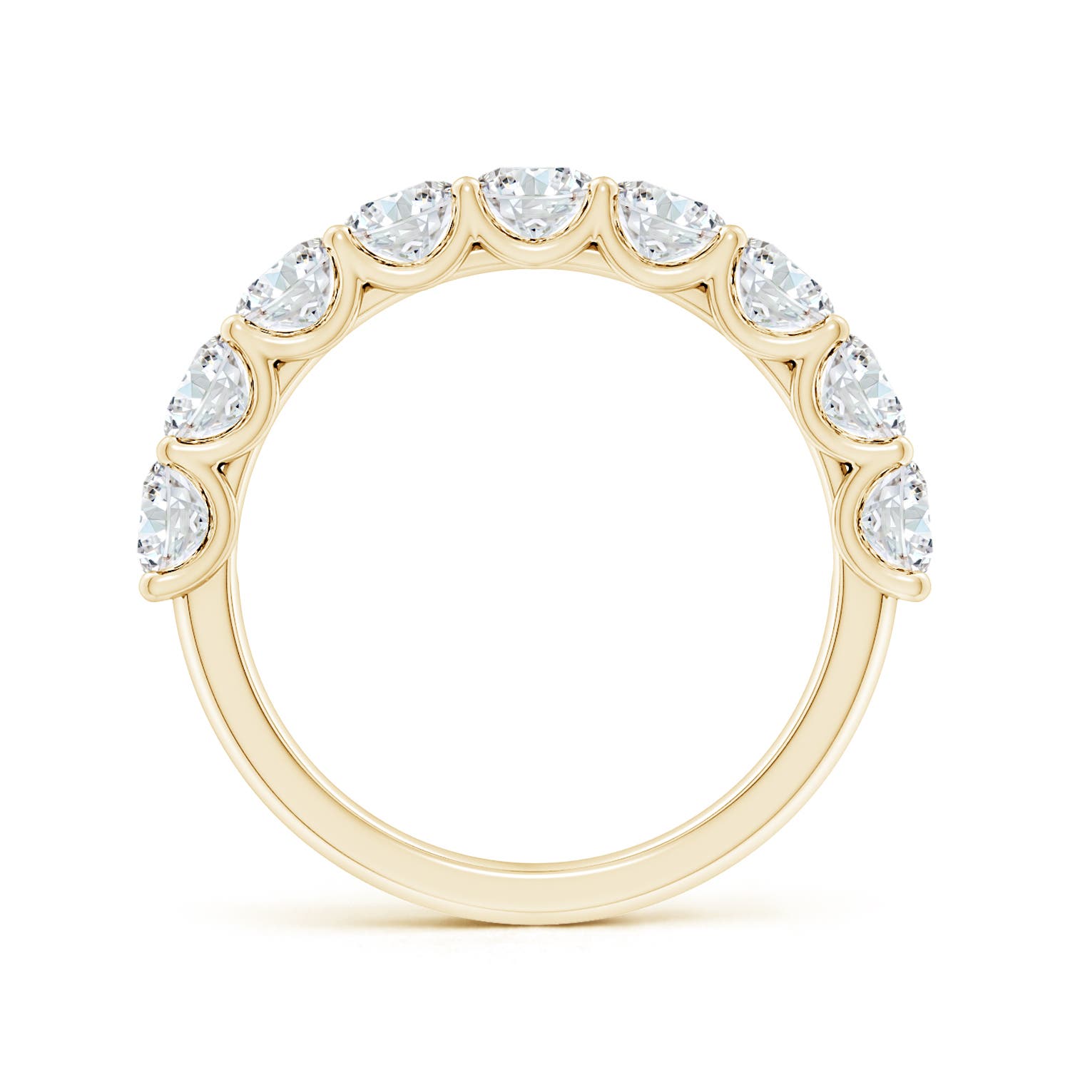 3.75mm FGVS Lab-Grown Shared Prong-Set Round Diamond Half Eternity Wedding Ring in Yellow Gold