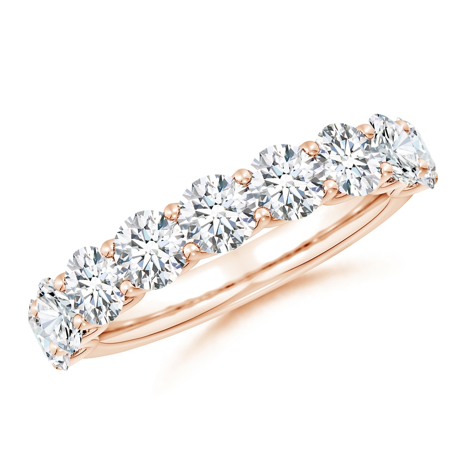 4mm FGVS Lab-Grown Shared Prong-Set Round Diamond Half Eternity Wedding Ring in 18K Rose Gold 