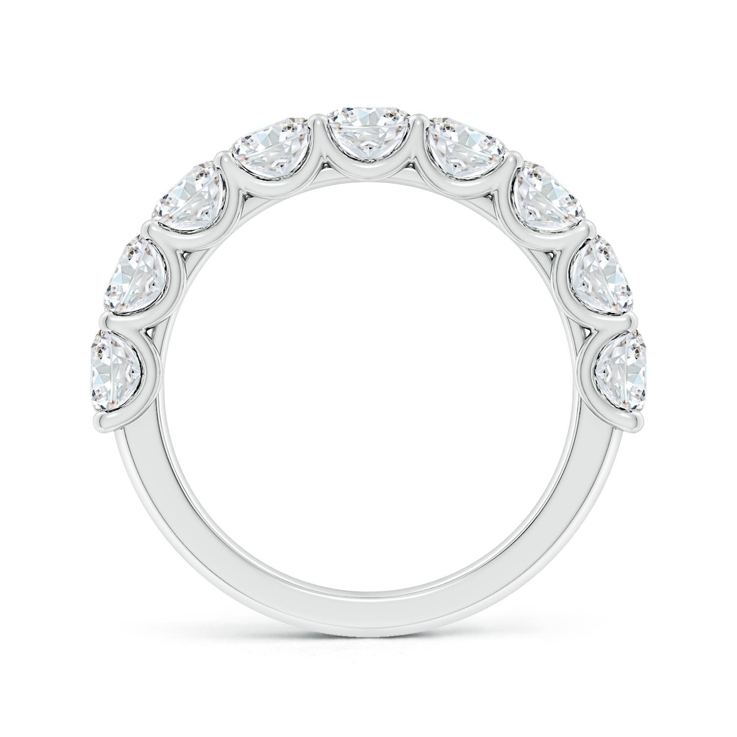 4mm FGVS Lab-Grown Shared Prong-Set Round Diamond Half Eternity Wedding Ring in P950 Platinum