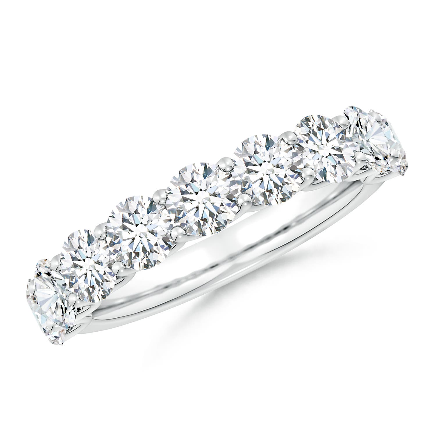 4mm FGVS Lab-Grown Shared Prong-Set Round Diamond Half Eternity Wedding Ring in White Gold