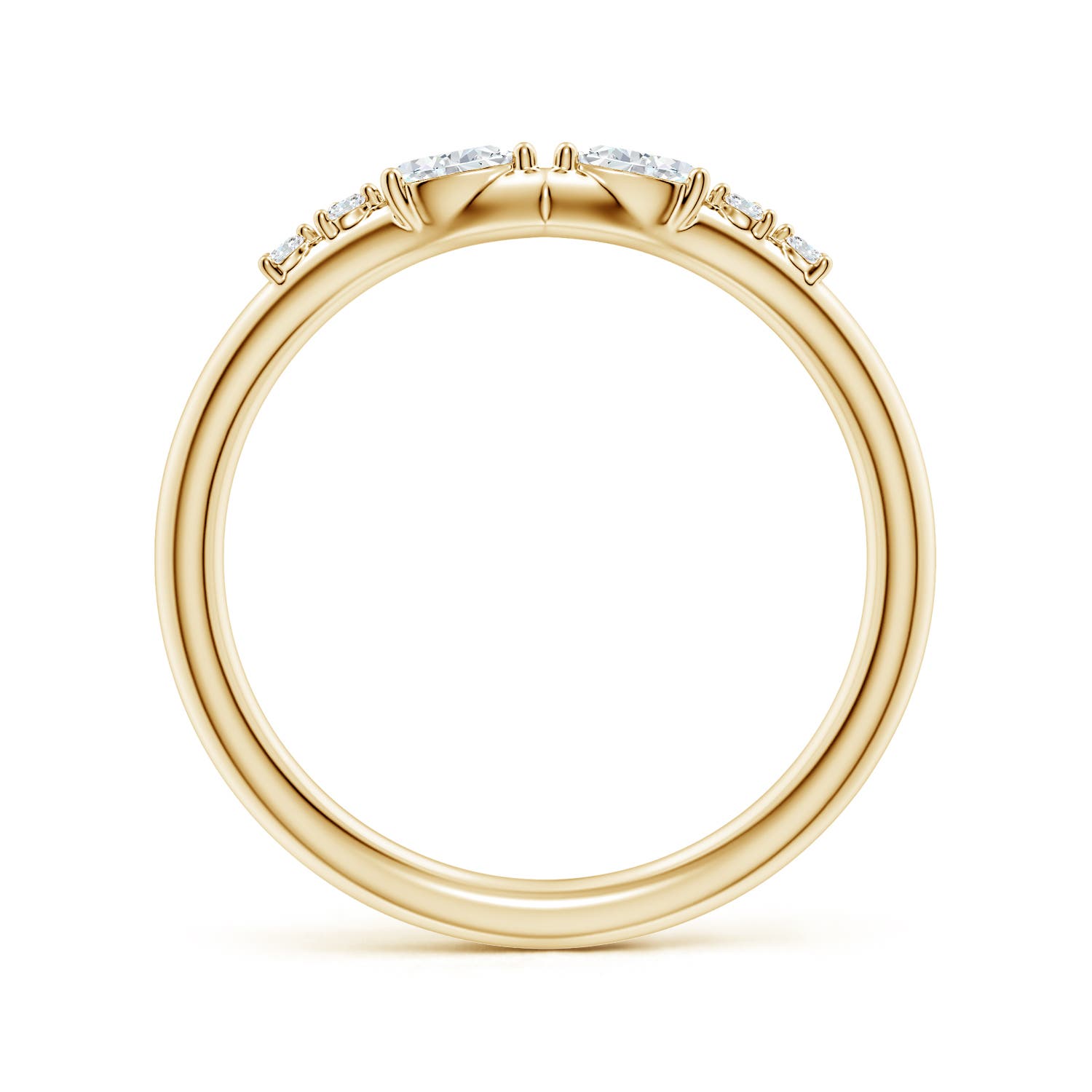 4x2.5mm FGVS Pear and Round Lab-Grown Diamond V-Shaped Wedding Ring in Yellow Gold - side 3