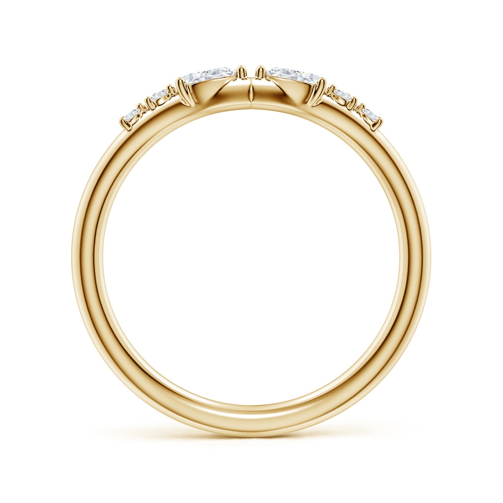 4x2.5mm FGVS Pear and Round Lab-Grown Diamond V-Shaped Wedding Ring in Yellow Gold - side 199