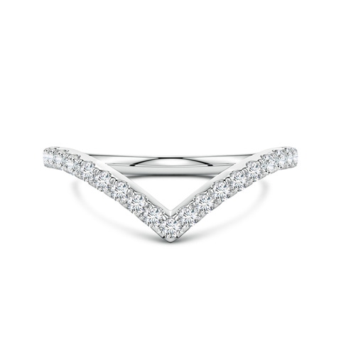 1.5mm FGVS Lab-Grown Diamond V-Shaped Contoured Wedding Ring in 18K White Gold