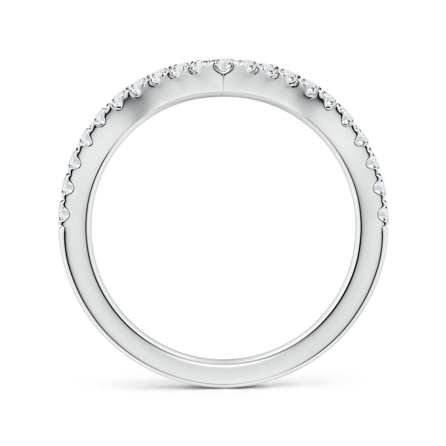 1.5mm FGVS Lab-Grown Diamond V-Shaped Contoured Wedding Ring in 18K White Gold
