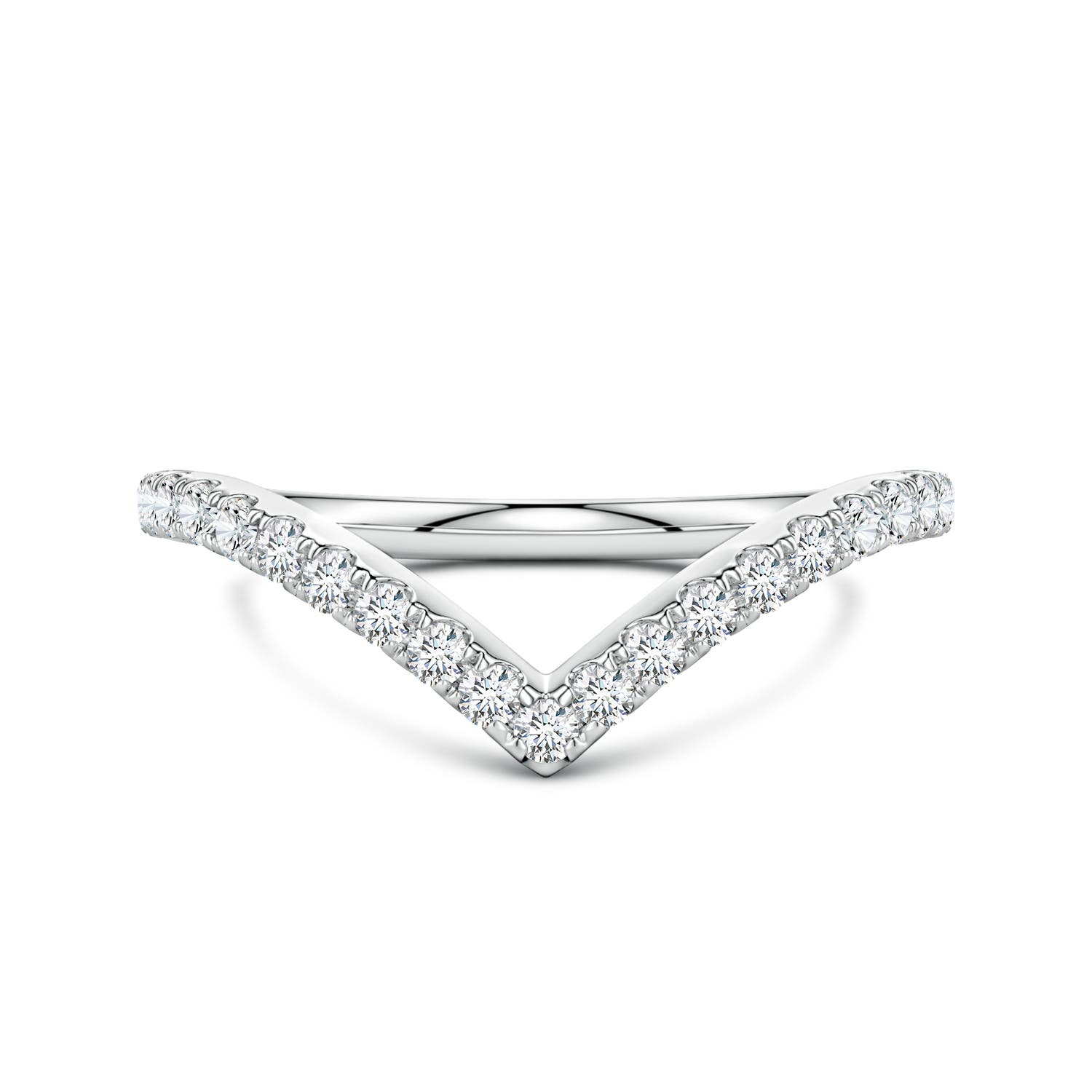 1.5mm FGVS Lab-Grown Diamond V-Shaped Contoured Wedding Ring in White Gold