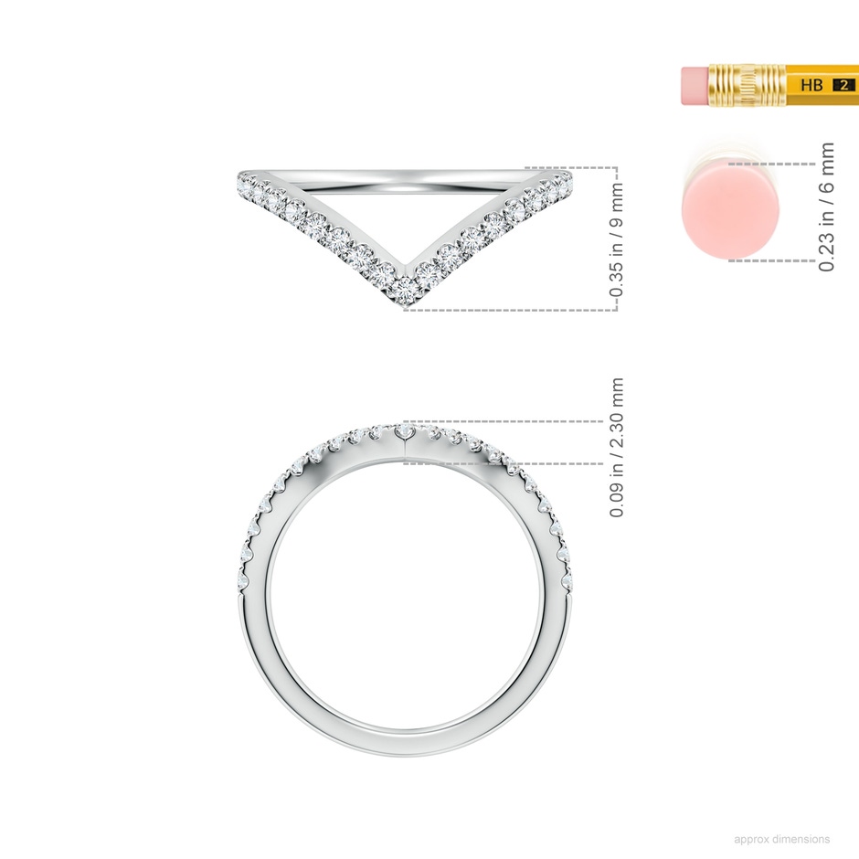 1.5mm FGVS Lab-Grown Diamond V-Shaped Contoured Wedding Ring in White Gold ruler