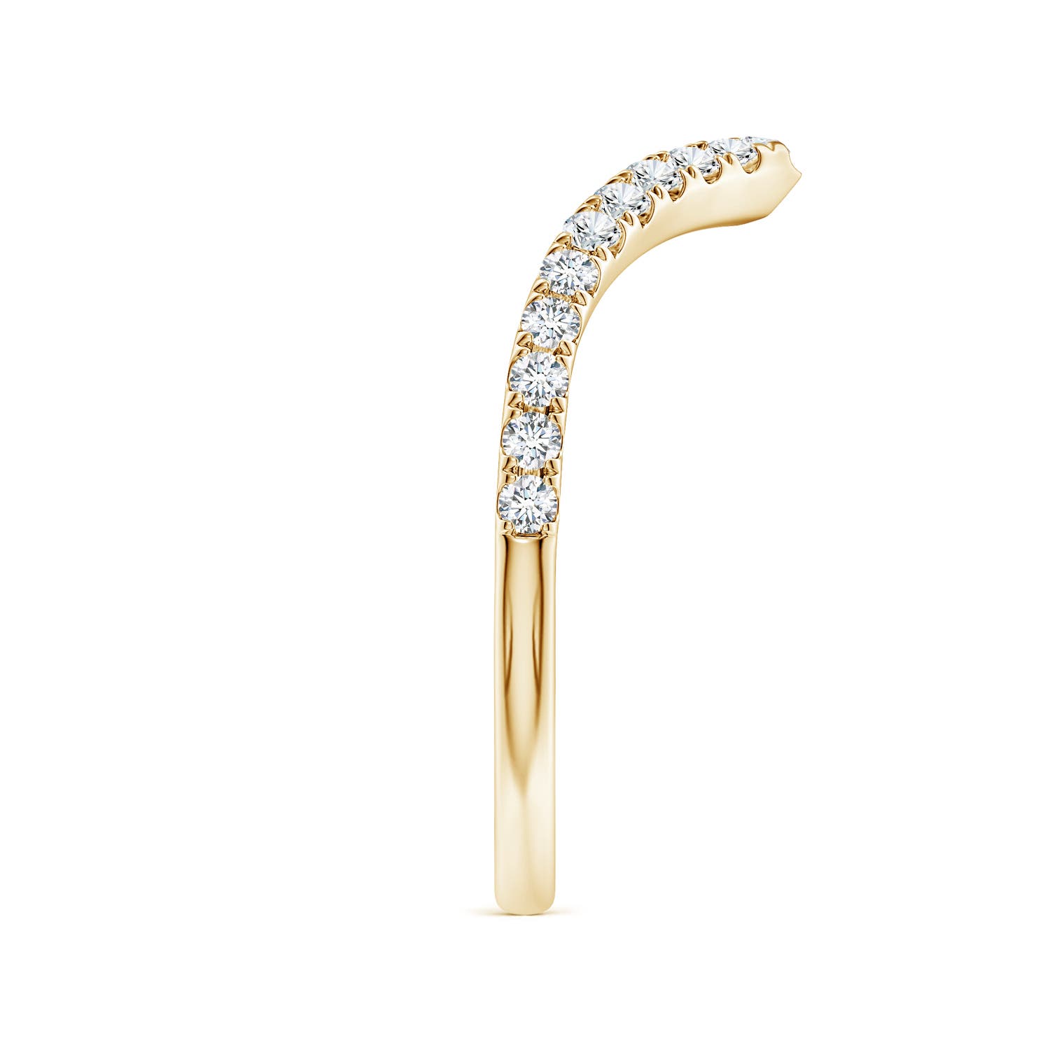 1.5mm FGVS Lab-Grown Diamond V-Shaped Contoured Wedding Ring in Yellow Gold - side 4