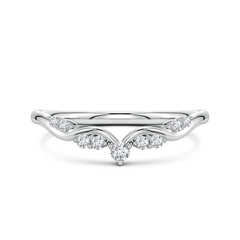 2.1mm FGVS Prong-Set Round Lab-Grown Diamond Crown Wedding Ring in 18K White Gold