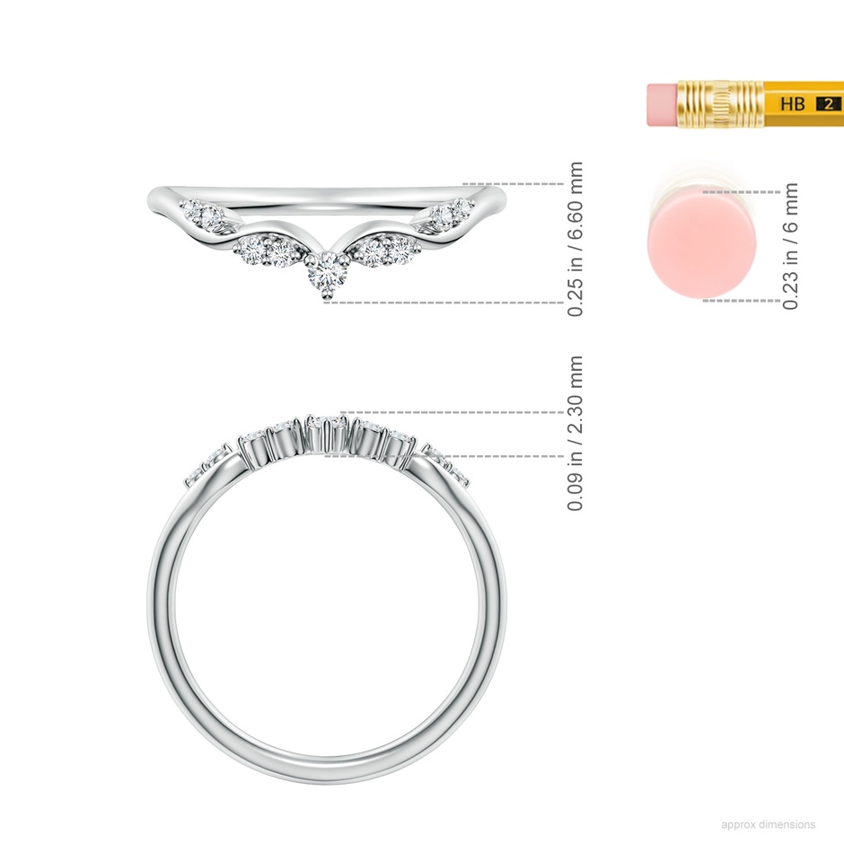 2.1mm FGVS Prong-Set Round Lab-Grown Diamond Crown Wedding Ring in 18K White Gold ruler