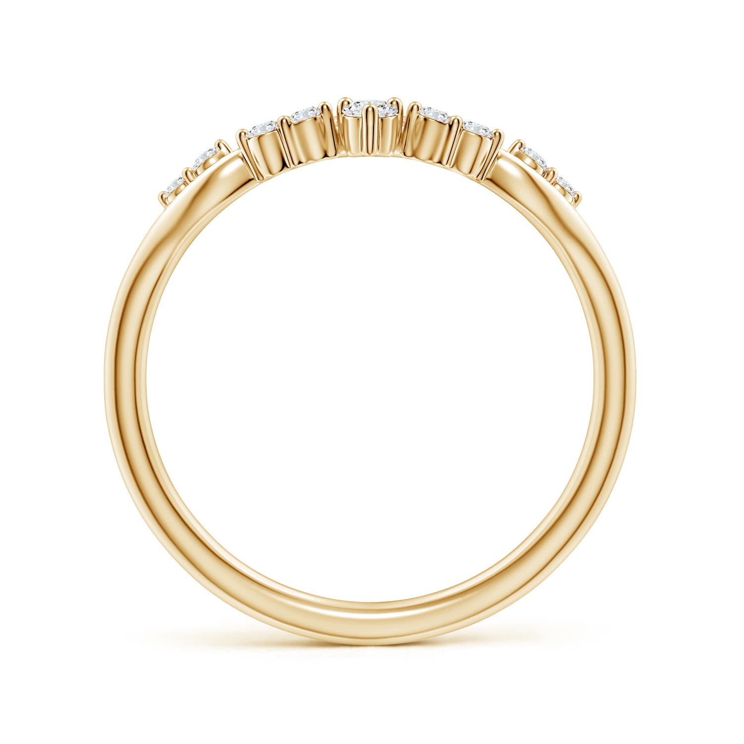 2.1mm FGVS Prong-Set Round Lab-Grown Diamond Crown Wedding Ring in 18K Yellow Gold