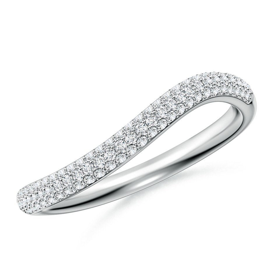 1mm FGVS Lab-Grown Diamond Curved Stackable Wedding Ring in 18K White Gold 