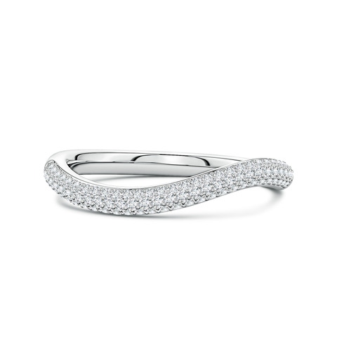 1mm FGVS Lab-Grown Diamond Curved Stackable Wedding Ring in 18K White Gold