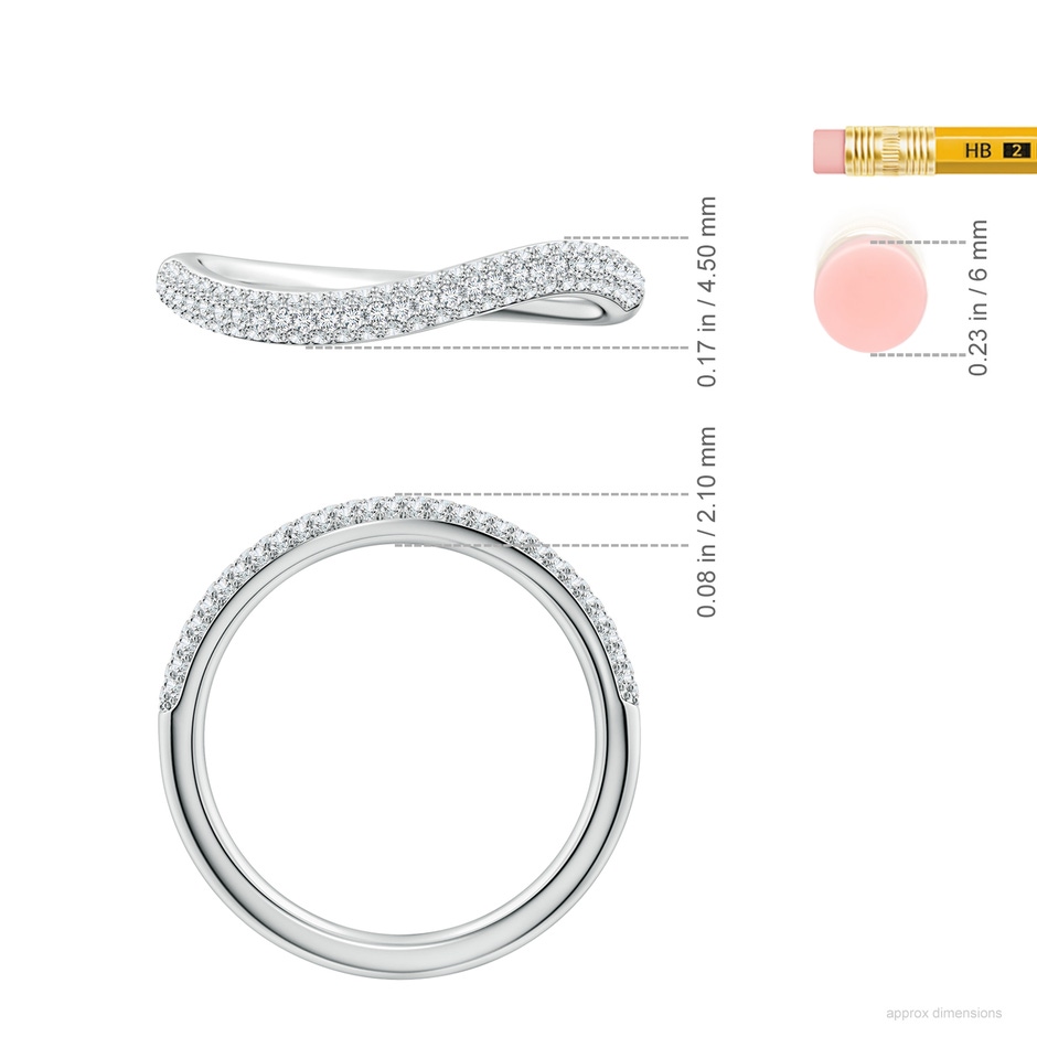 1mm FGVS Lab-Grown Diamond Curved Stackable Wedding Ring in 18K White Gold ruler