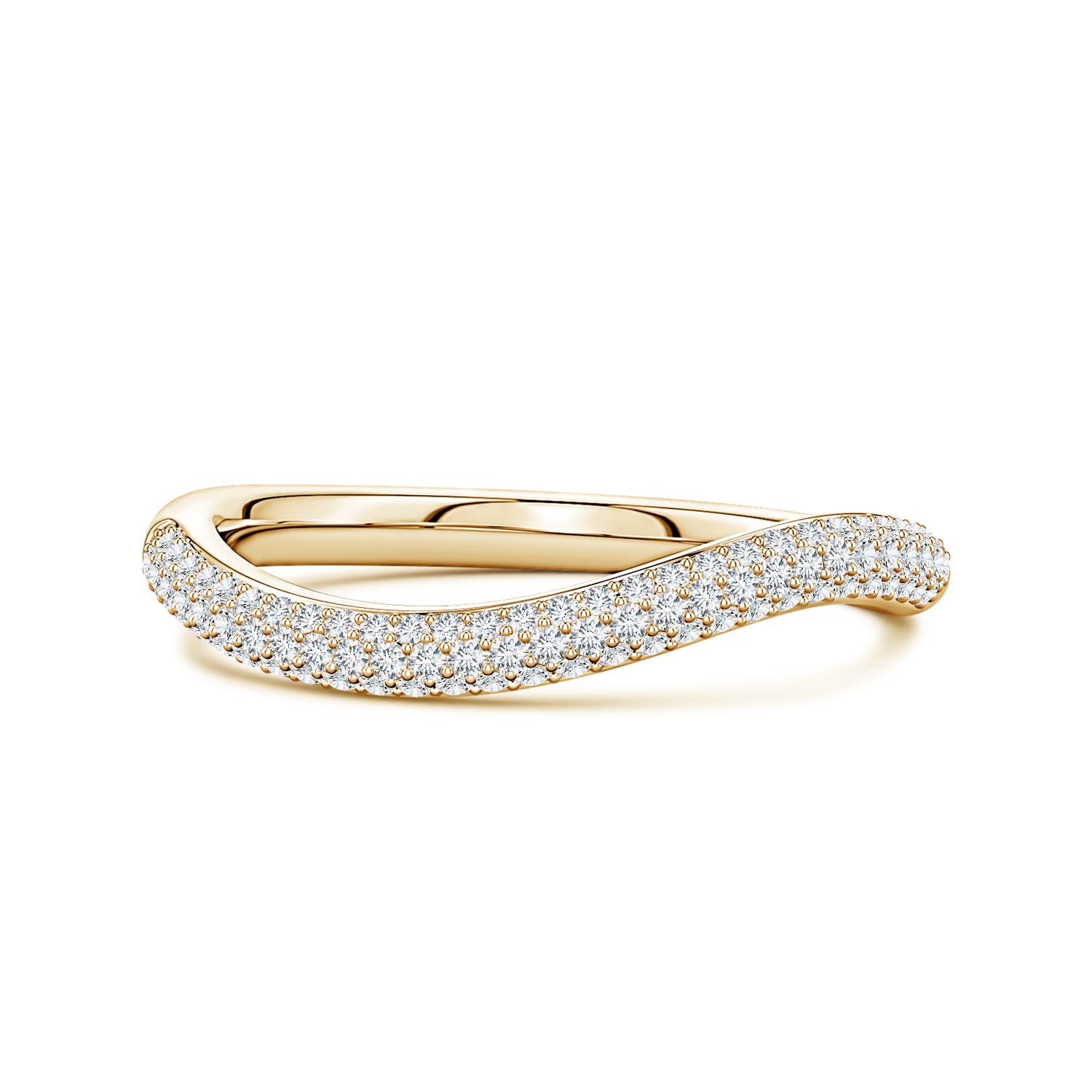 1mm FGVS Lab-Grown Diamond Curved Stackable Wedding Ring in 18CT Yellow Gold
