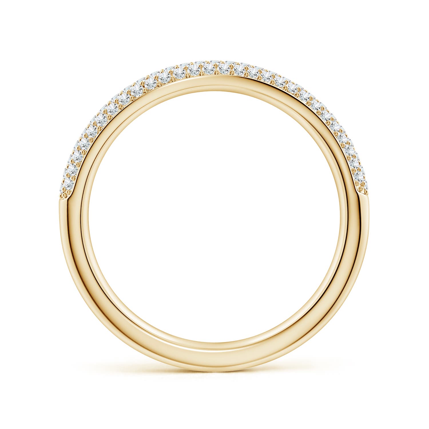 1mm FGVS Lab-Grown Diamond Curved Stackable Wedding Ring in Yellow Gold