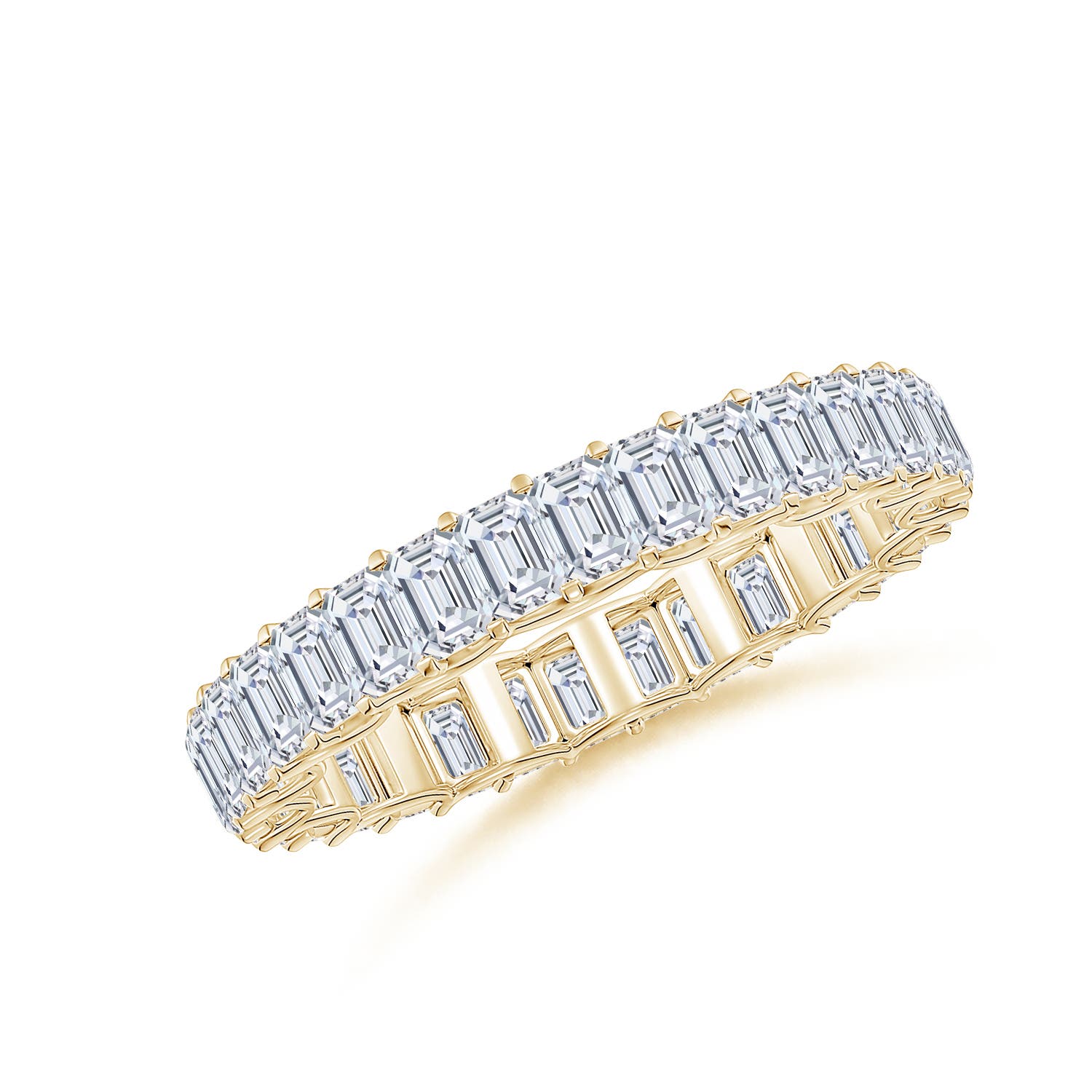 3x2mm FGVS Lab-Grown Prong-Set Emerald-Cut Diamond Eternity Wedding Ring in 55 18K Yellow Gold