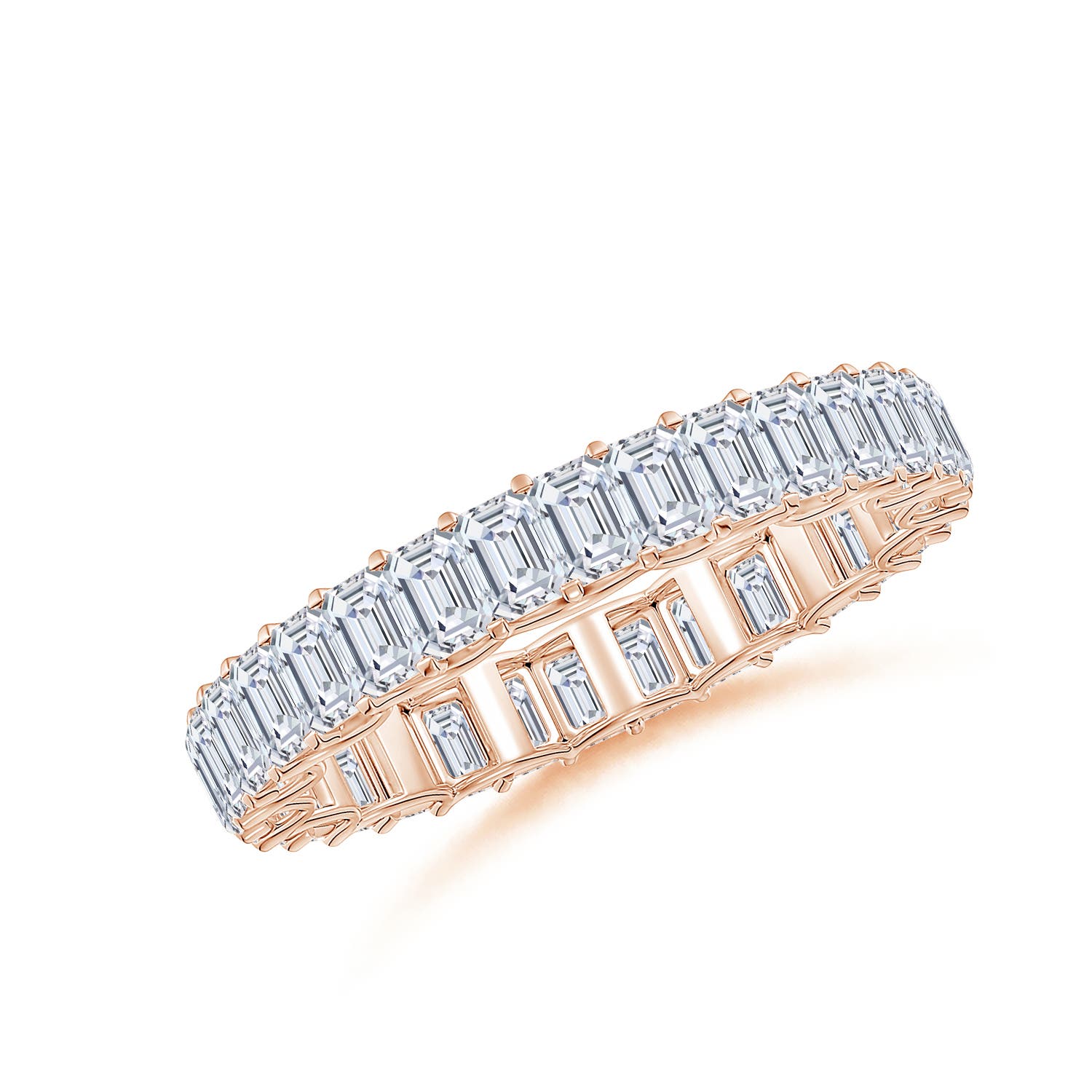 3x2mm FGVS Lab-Grown Prong-Set Emerald-Cut Diamond Eternity Wedding Ring in 55 Rose Gold