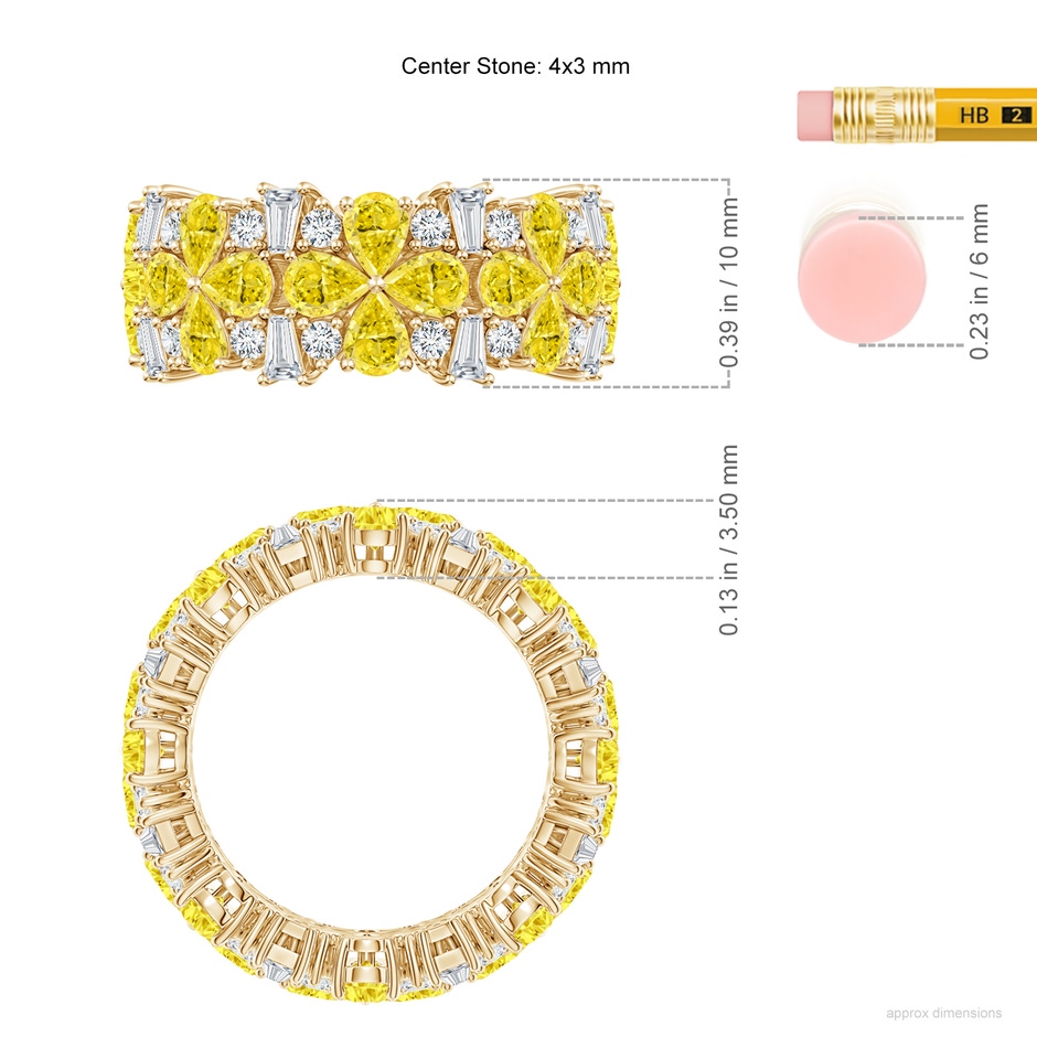 4x3mm Labgrown Aurora Nature Inspired Lab-Grown Yellow and White Diamond Eternity Ring in 50 18K Yellow Gold ruler