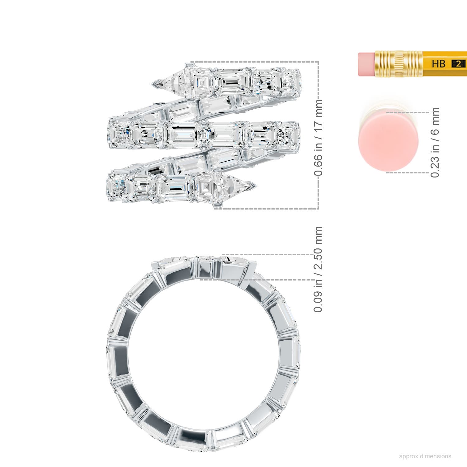 4.5x3mm FGVS The Davis Standard Snake Coil Lab-Grown Diamond Ring in 65 White Gold - ruler