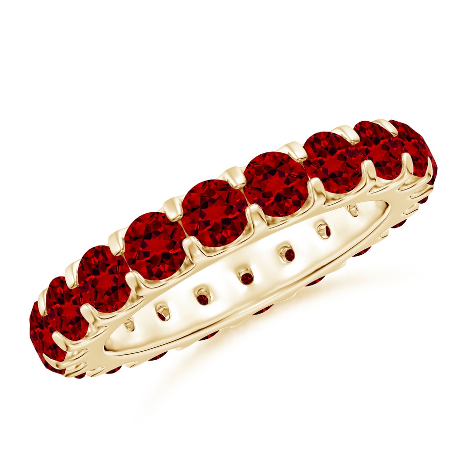 3.5mm Labgrown Lab-Grown Shared Prong Set Eternity Ruby Wedding Ring in 55 Yellow Gold 