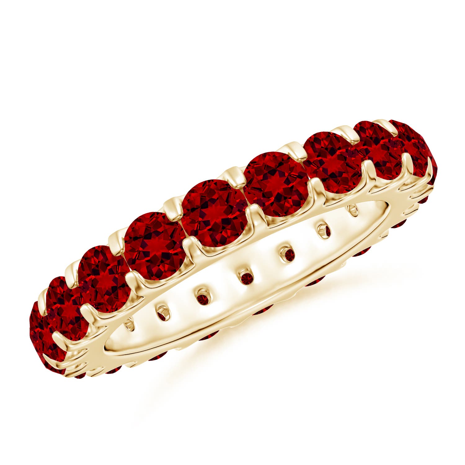 3.5mm Labgrown Lab-Grown Shared Prong Set Eternity Ruby Wedding Ring in 60 Yellow Gold