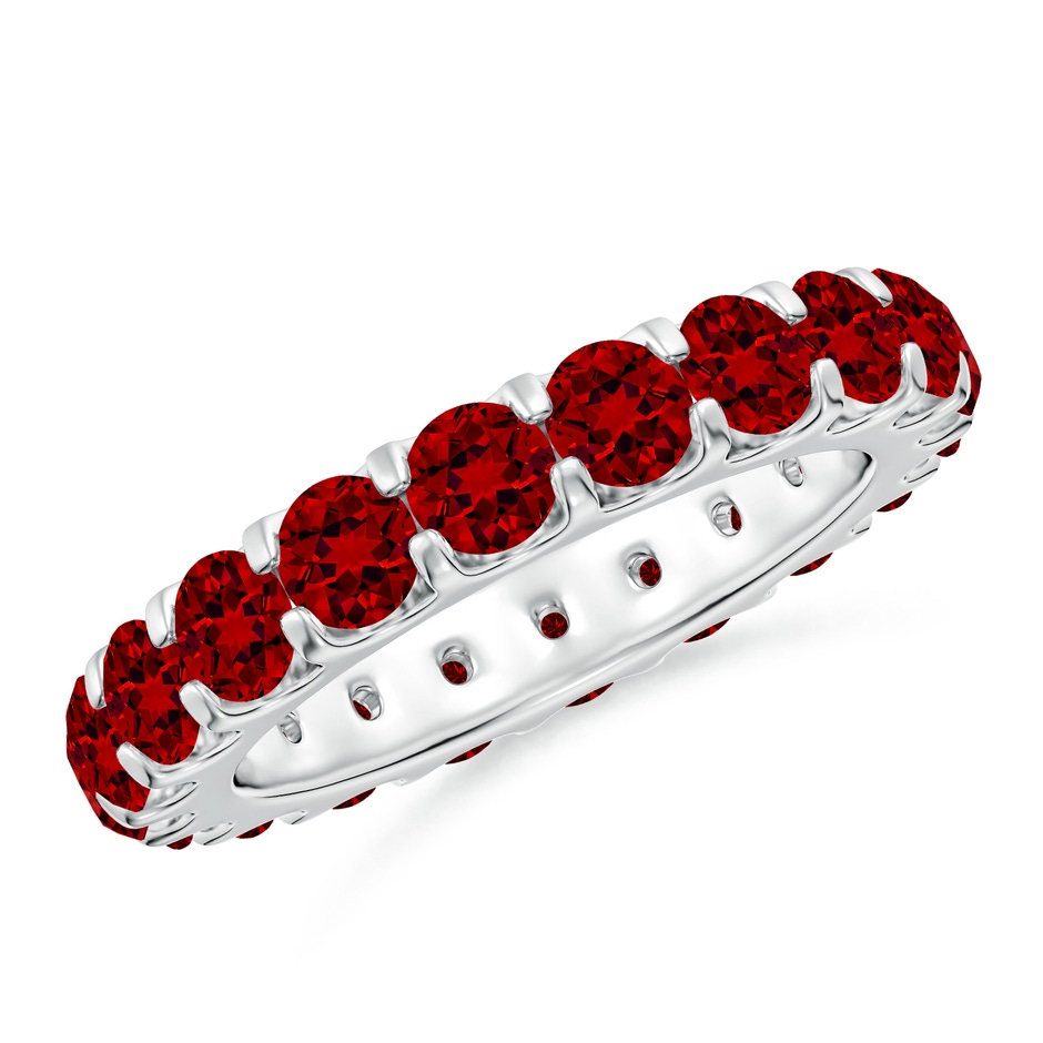 3.5mm Labgrown Lab-Grown Shared Prong Set Eternity Ruby Wedding Ring in 65 White Gold 