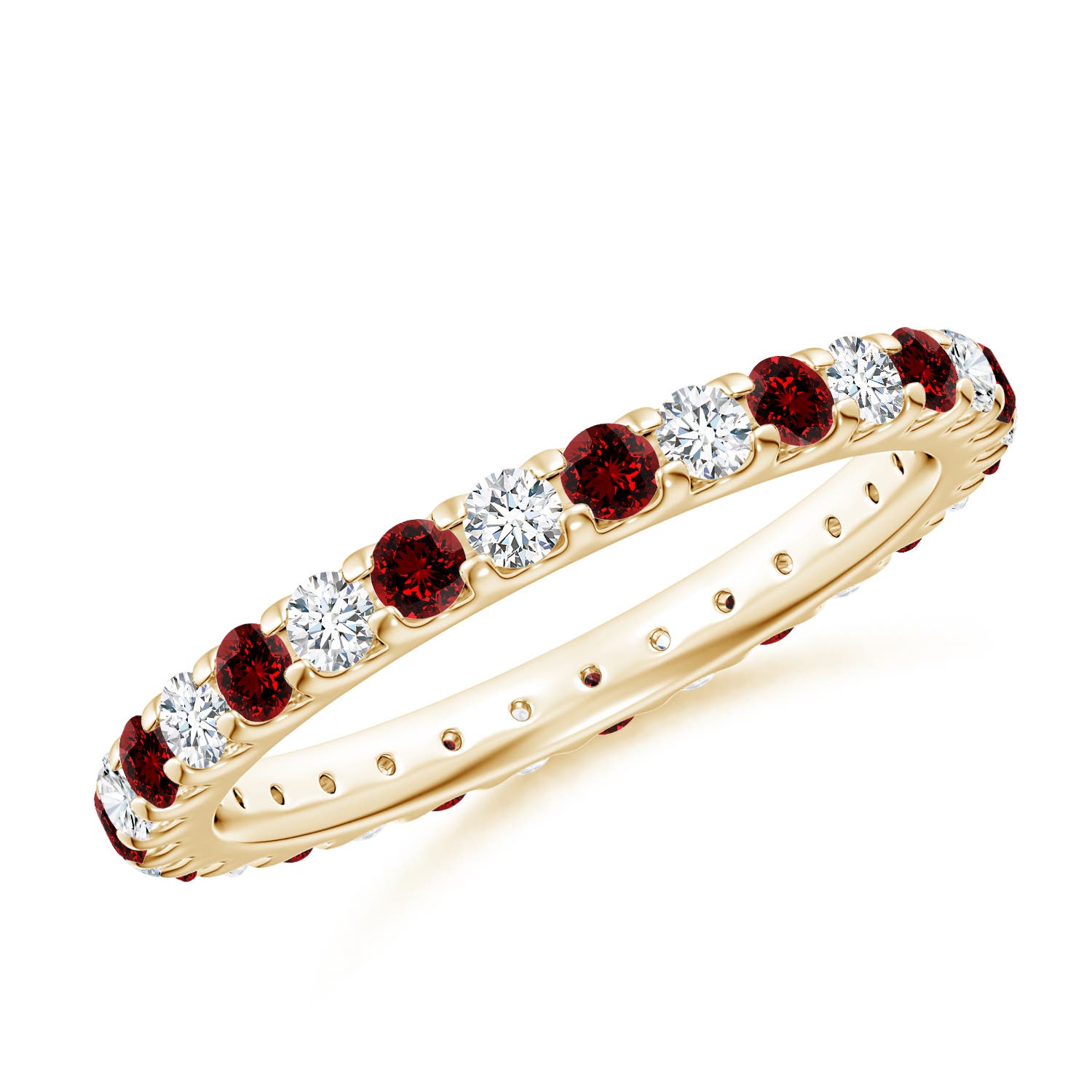 2mm Labgrown Lab-Grown Shared Prong Ruby and Lab Diamond Eternity Ring in 70 18K Yellow Gold