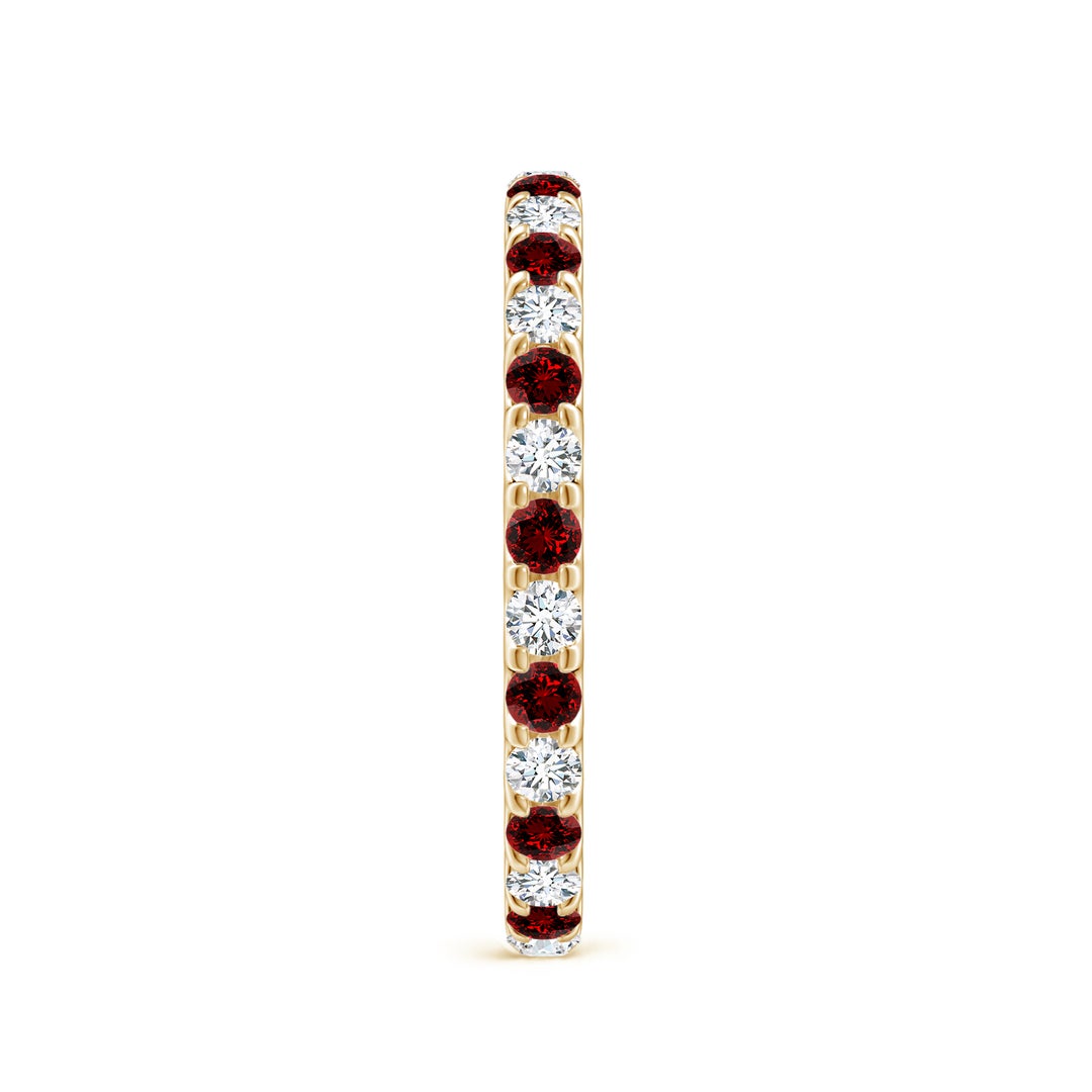 2mm Labgrown Lab-Grown Shared Prong Ruby and Lab Diamond Eternity Ring in 70 18K Yellow Gold - side 5