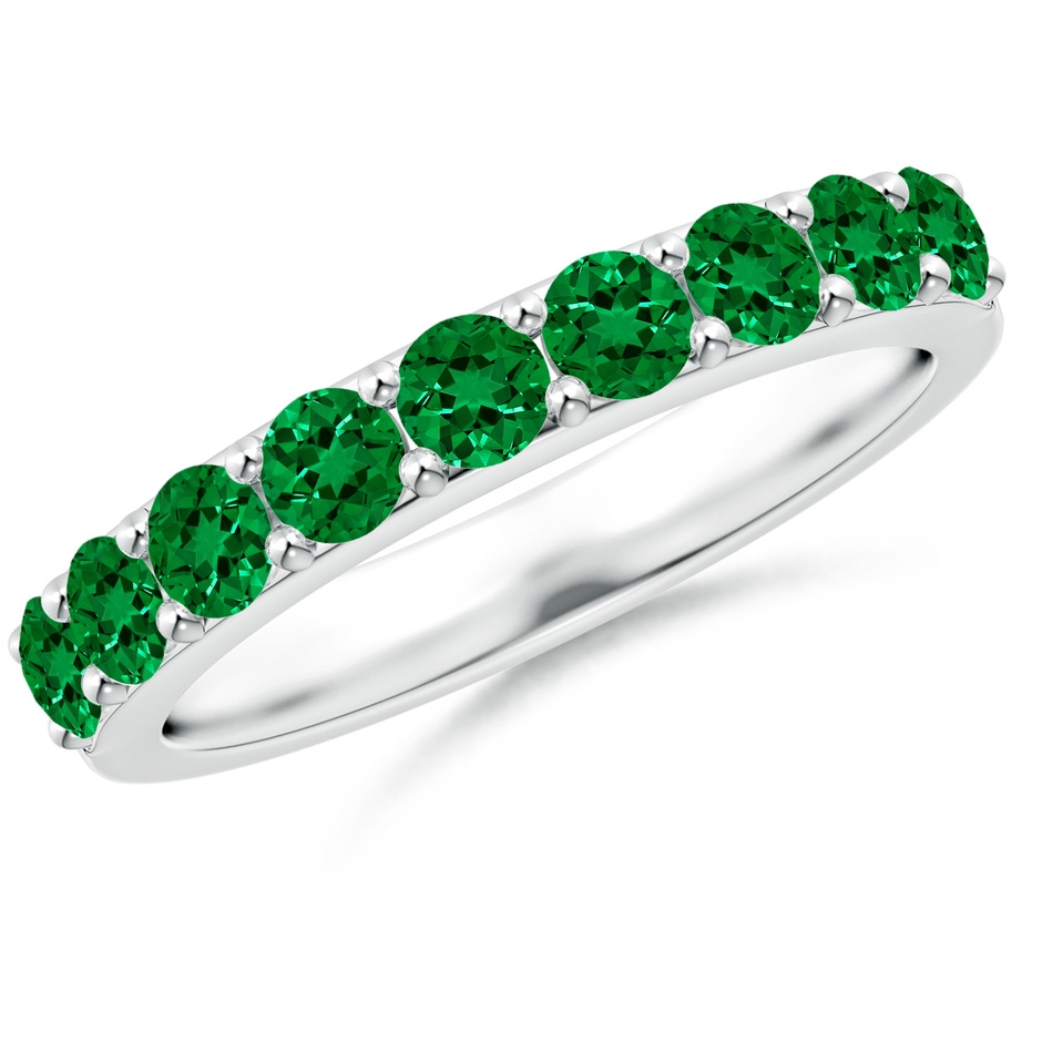 3mm Labgrown Lab-Grown Prong Set Half Eternity Round Emerald Wedding Ring in White Gold 