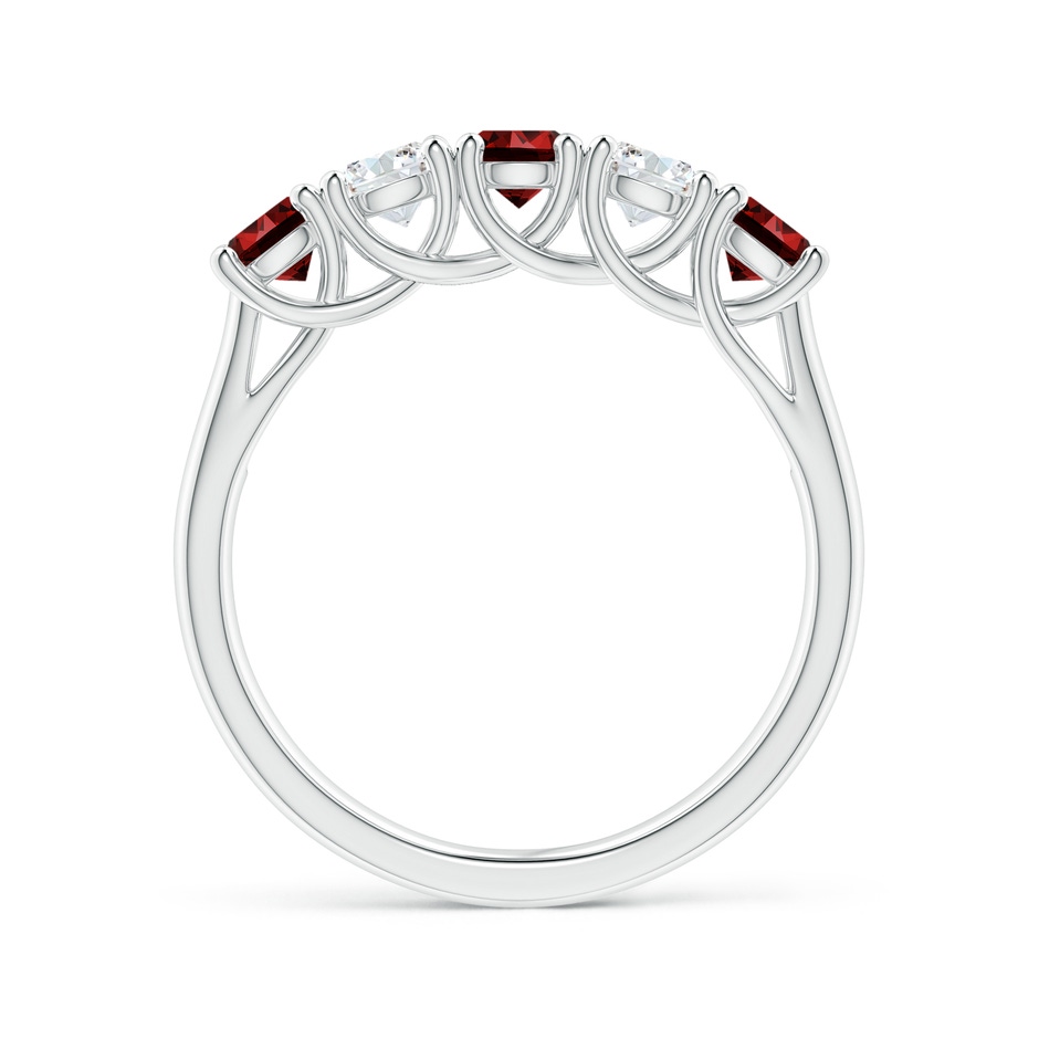 3.8mm Labgrown Lab-Grown Half Eternity Five Stone Ruby and Lab Diamond Wedding Ring in P950 Platinum side 199