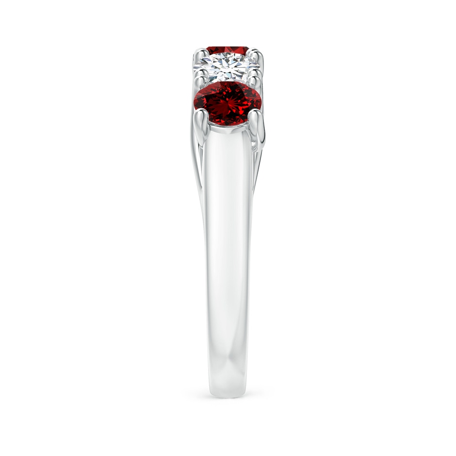 4.5mm Labgrown Lab-Grown Half Eternity Five Stone Ruby and Lab Diamond Wedding Ring in P950 Platinum side 299