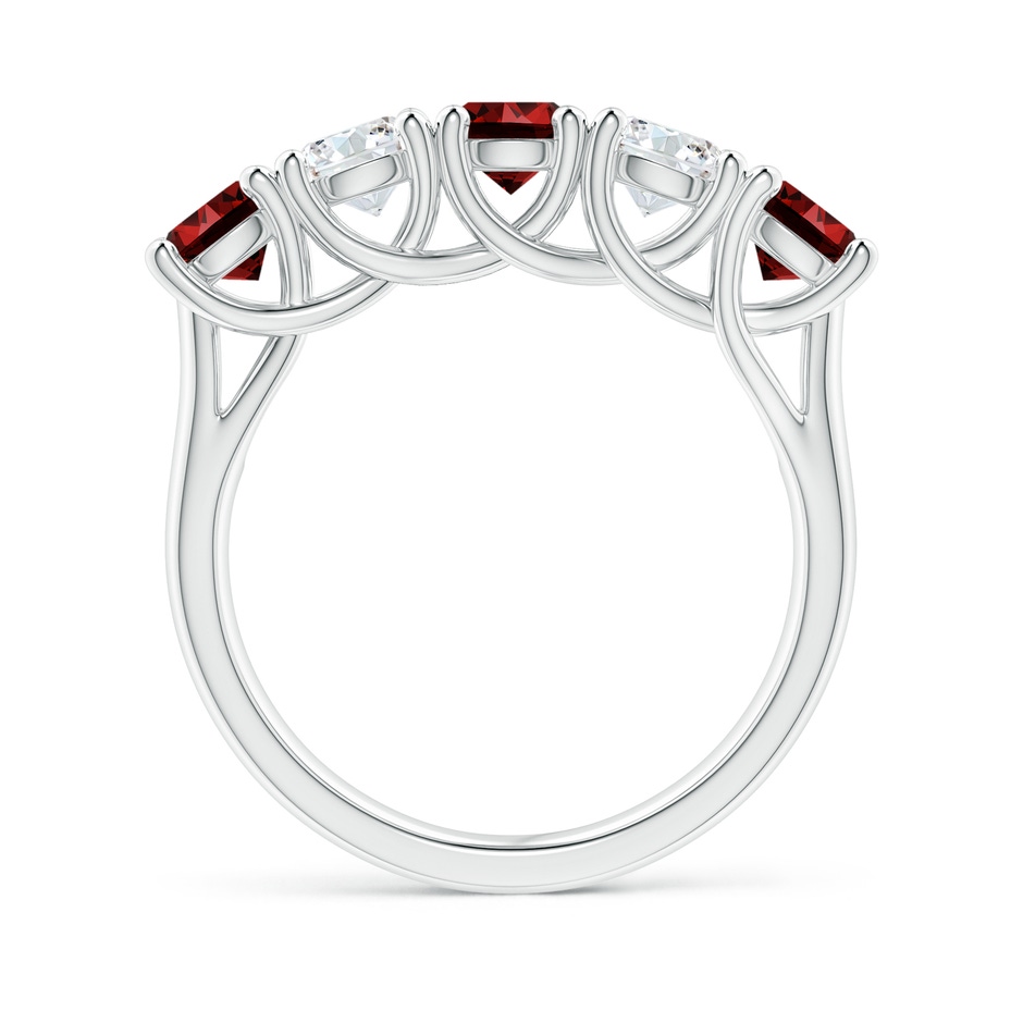 4.5mm Labgrown Lab-Grown Half Eternity Five Stone Ruby and Lab Diamond Wedding Ring in S999 Silver side 199