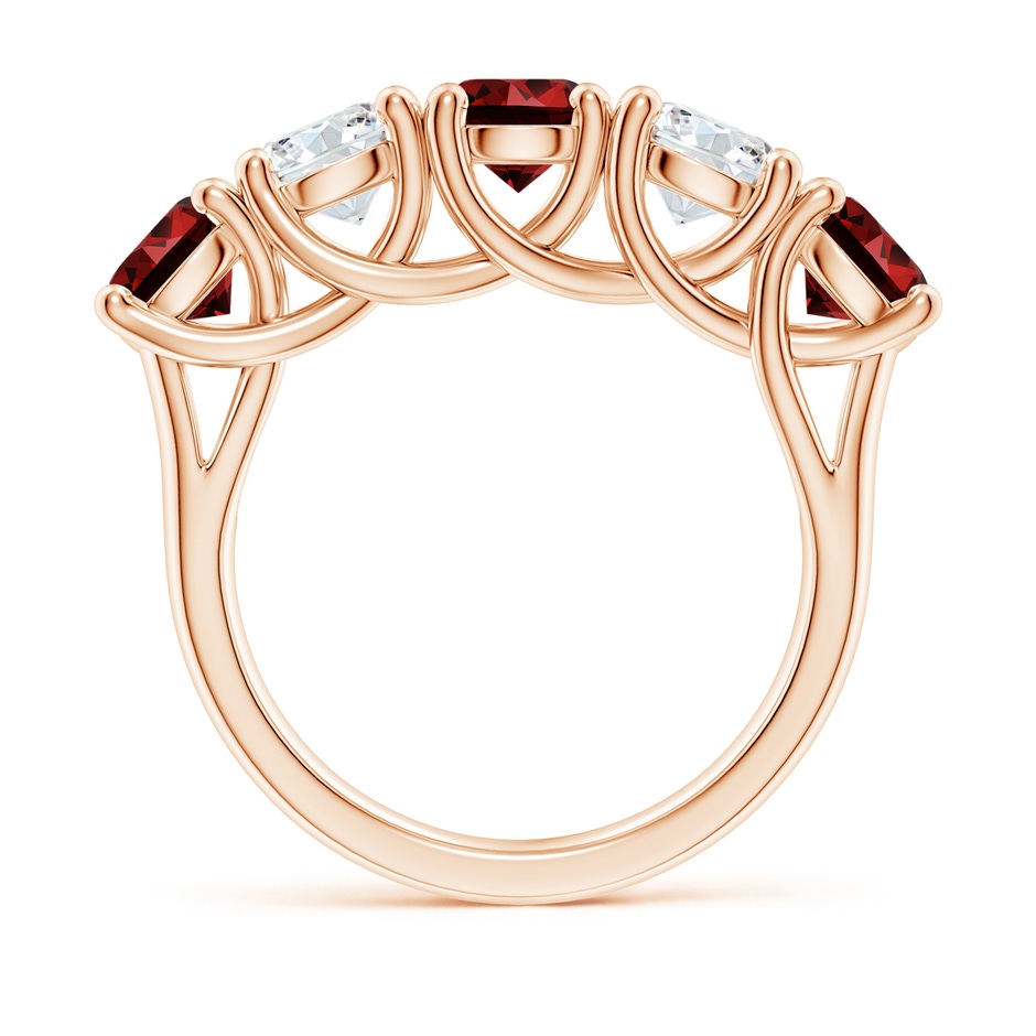 5.5mm Labgrown Lab-Grown Half Eternity Five Stone Ruby and Lab Diamond Wedding Ring in 18K Rose Gold side 199