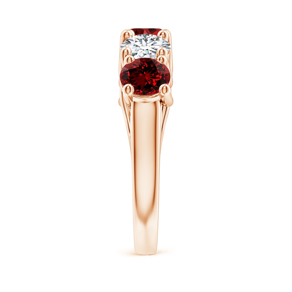 5.5mm Labgrown Lab-Grown Half Eternity Five Stone Ruby and Lab Diamond Wedding Ring in 18K Rose Gold side 299