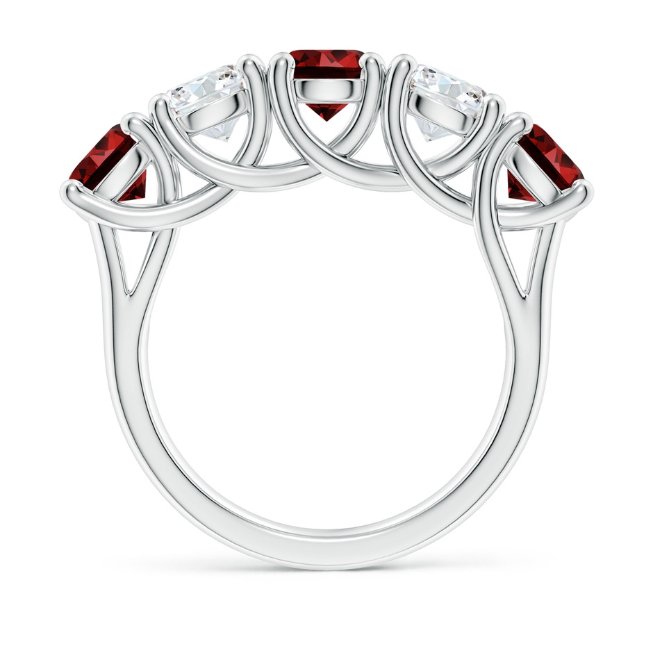5.5mm Labgrown Lab-Grown Half Eternity Five Stone Ruby and Lab Diamond Wedding Ring in P950 Platinum side 199