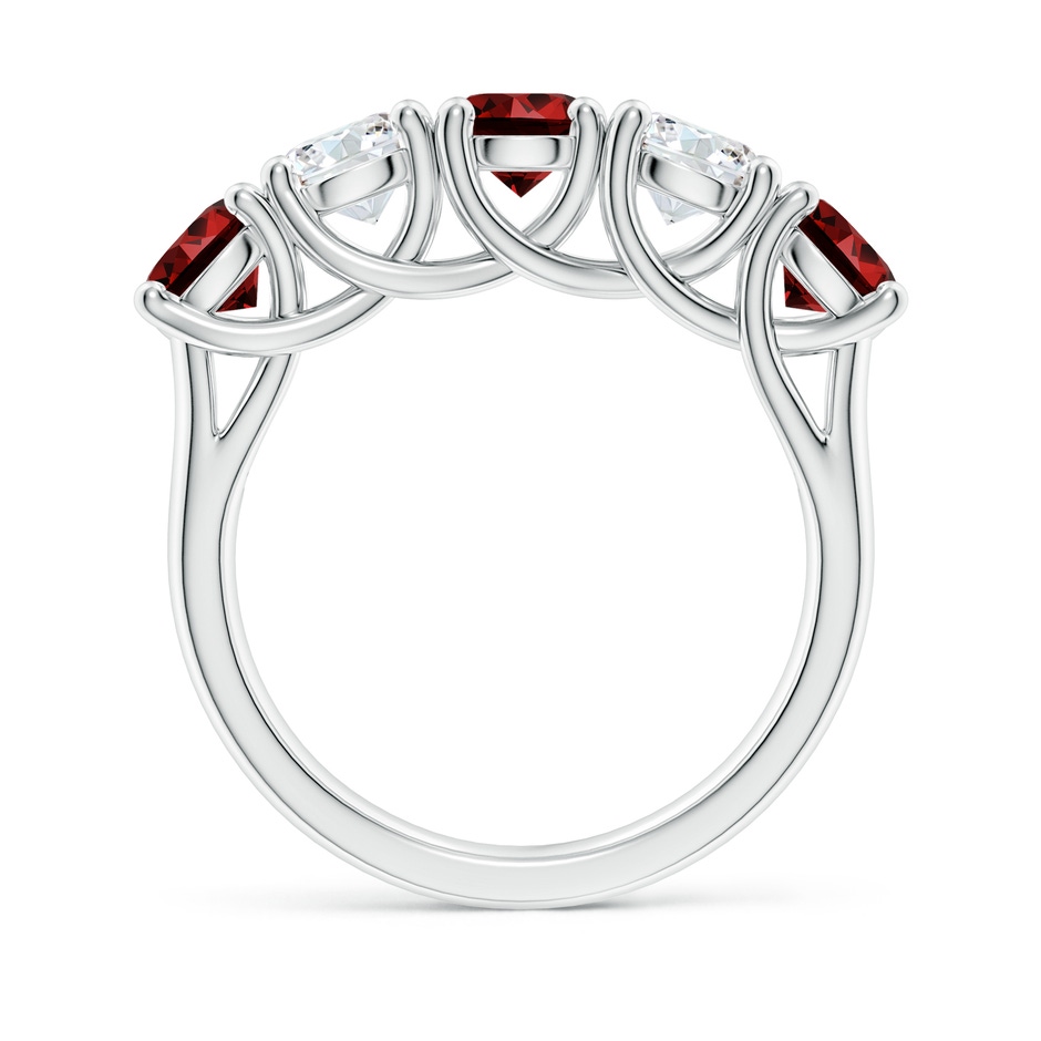 5mm Labgrown Lab-Grown Half Eternity Five Stone Ruby and Lab Diamond Wedding Ring in S999 Silver side 199