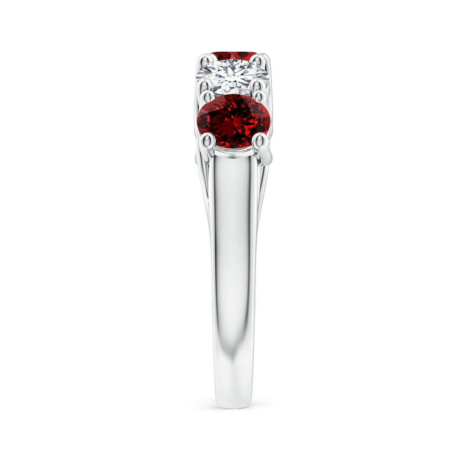 5mm Labgrown Lab-Grown Half Eternity Five Stone Ruby and Lab Diamond Wedding Ring in S999 Silver side 299