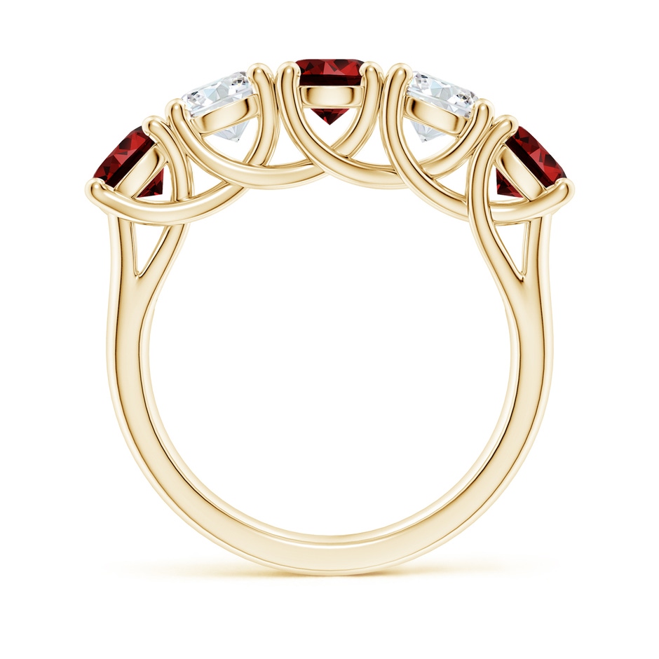 5mm Labgrown Lab-Grown Half Eternity Five Stone Ruby and Lab Diamond Wedding Ring in Yellow Gold side 199