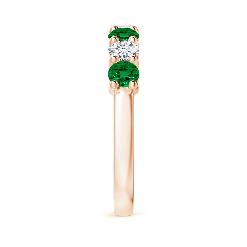 3.5mm Labgrown Lab-Grown Half Eternity Seven Stone Emerald and Lab Diamond Wedding Ring in Rose Gold side 299