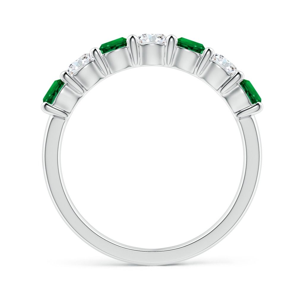 3.5mm Labgrown Lab-Grown Half Eternity Seven Stone Emerald and Lab Diamond Wedding Ring in White Gold Side 199