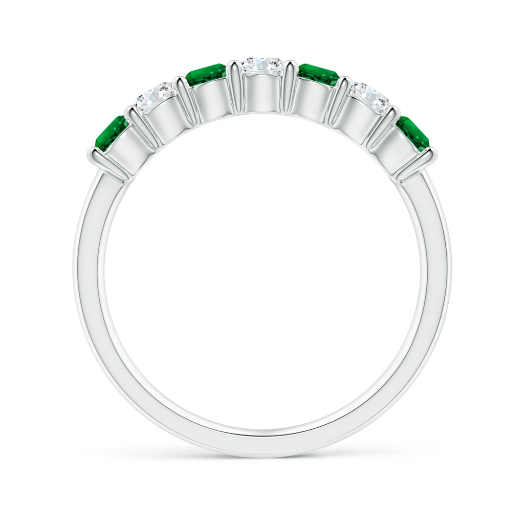 3mm Labgrown Lab-Grown Half Eternity Seven Stone Emerald and Lab Diamond Wedding Ring in P950 Platinum - side 199