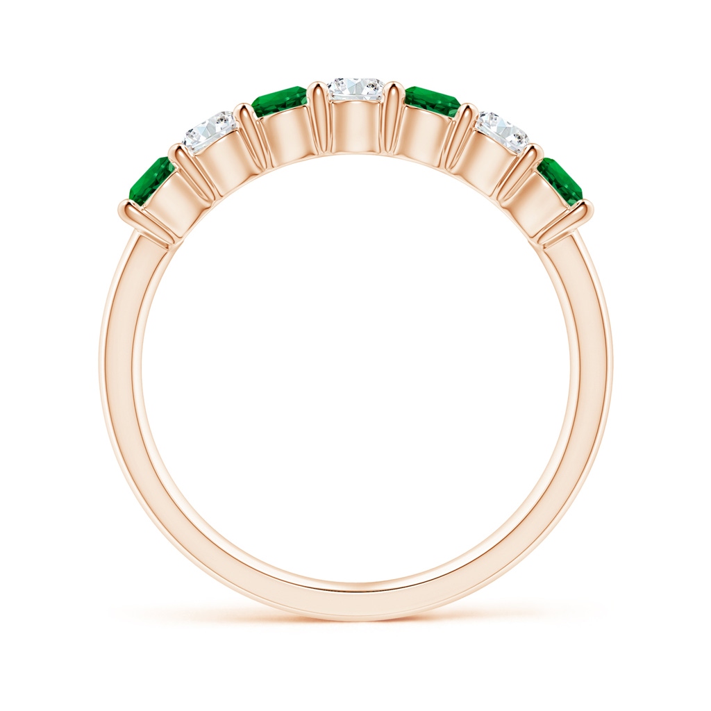 3mm Labgrown Lab-Grown Half Eternity Seven Stone Emerald and Lab Diamond Wedding Ring in Rose Gold - side 199