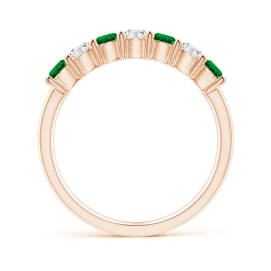 3mm Labgrown Lab-Grown Half Eternity Seven Stone Emerald and Lab Diamond Wedding Ring in Rose Gold side 199