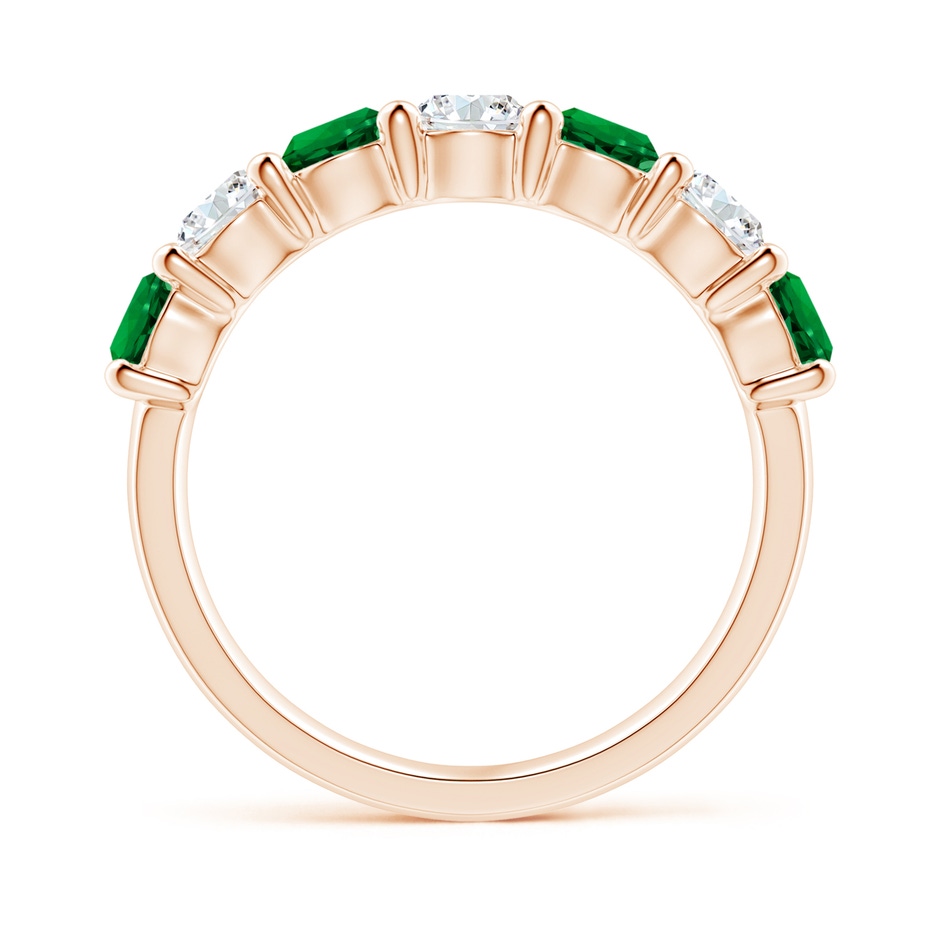 4mm Labgrown Lab-Grown Half Eternity Seven Stone Emerald and Lab Diamond Wedding Ring in 18K Rose Gold side 199