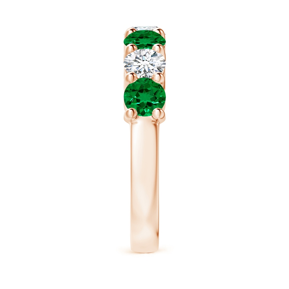 4mm Labgrown Lab-Grown Half Eternity Seven Stone Emerald and Lab Diamond Wedding Ring in 18K Rose Gold side 299