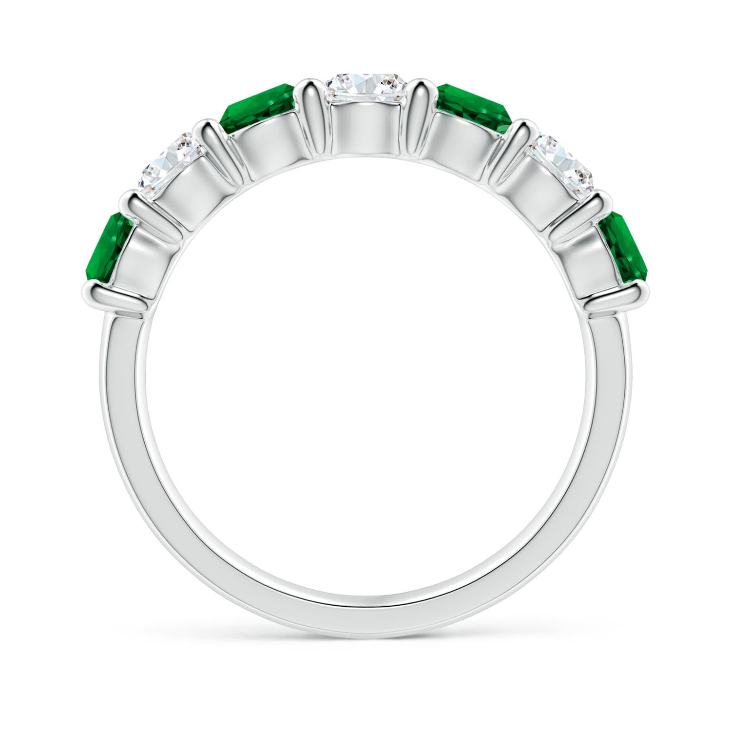 4mm Labgrown Lab-Grown Half Eternity Seven Stone Emerald and Lab Diamond Wedding Ring in 18CT White Gold - side 3