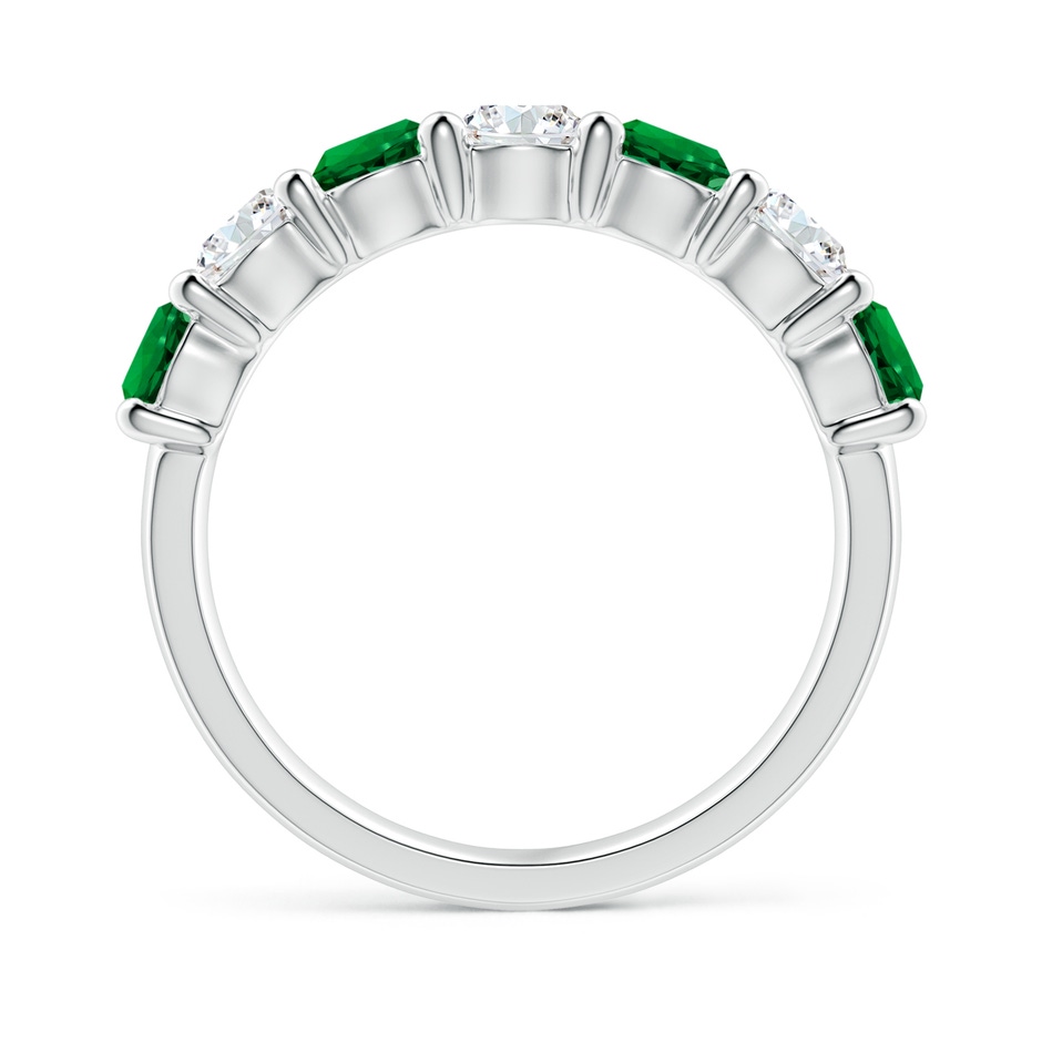 4mm Labgrown Lab-Grown Half Eternity Seven Stone Emerald and Lab Diamond Wedding Ring in 18K White Gold side 199