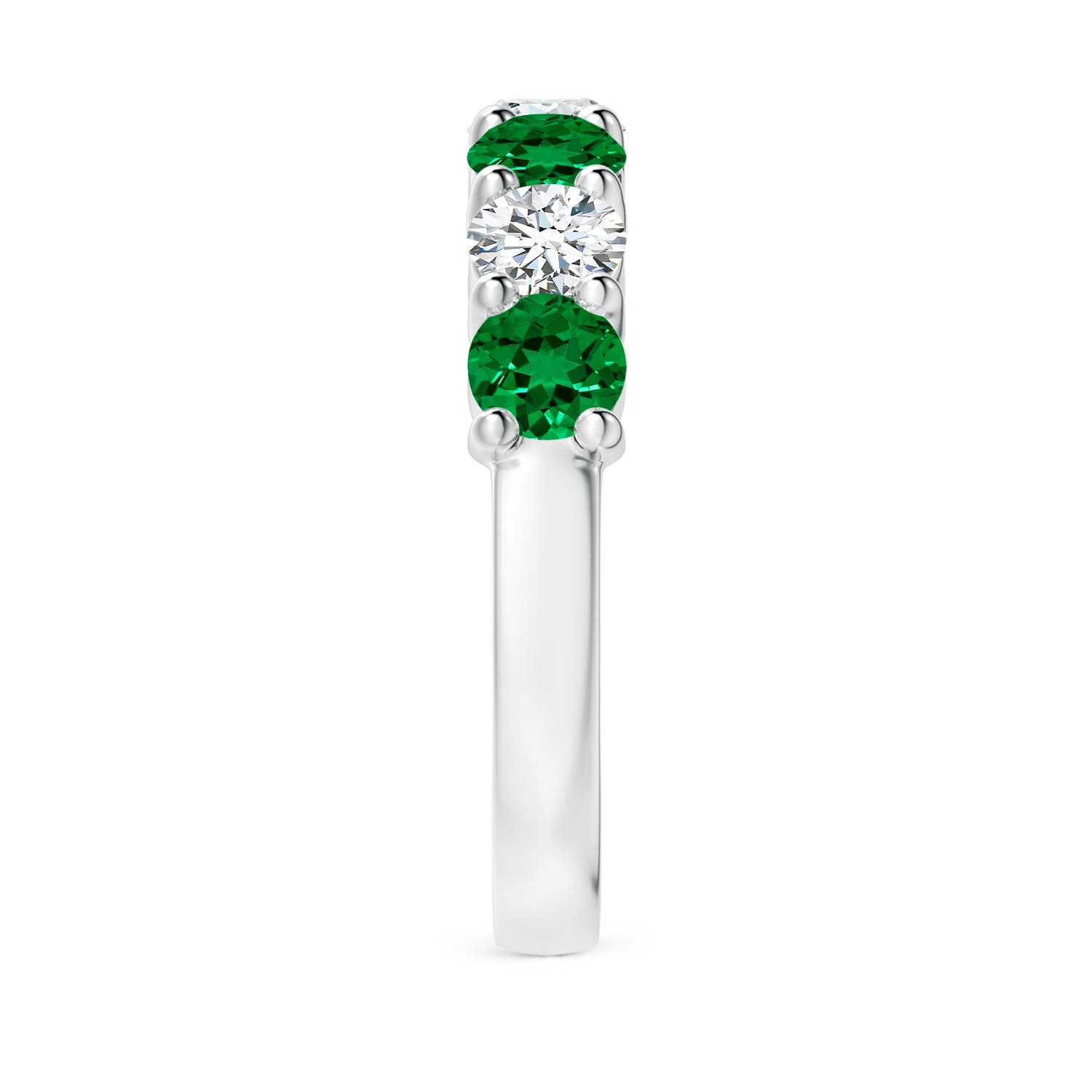 4mm Labgrown Lab-Grown Half Eternity Seven Stone Emerald and Lab Diamond Wedding Ring in 18CT White Gold - side 4