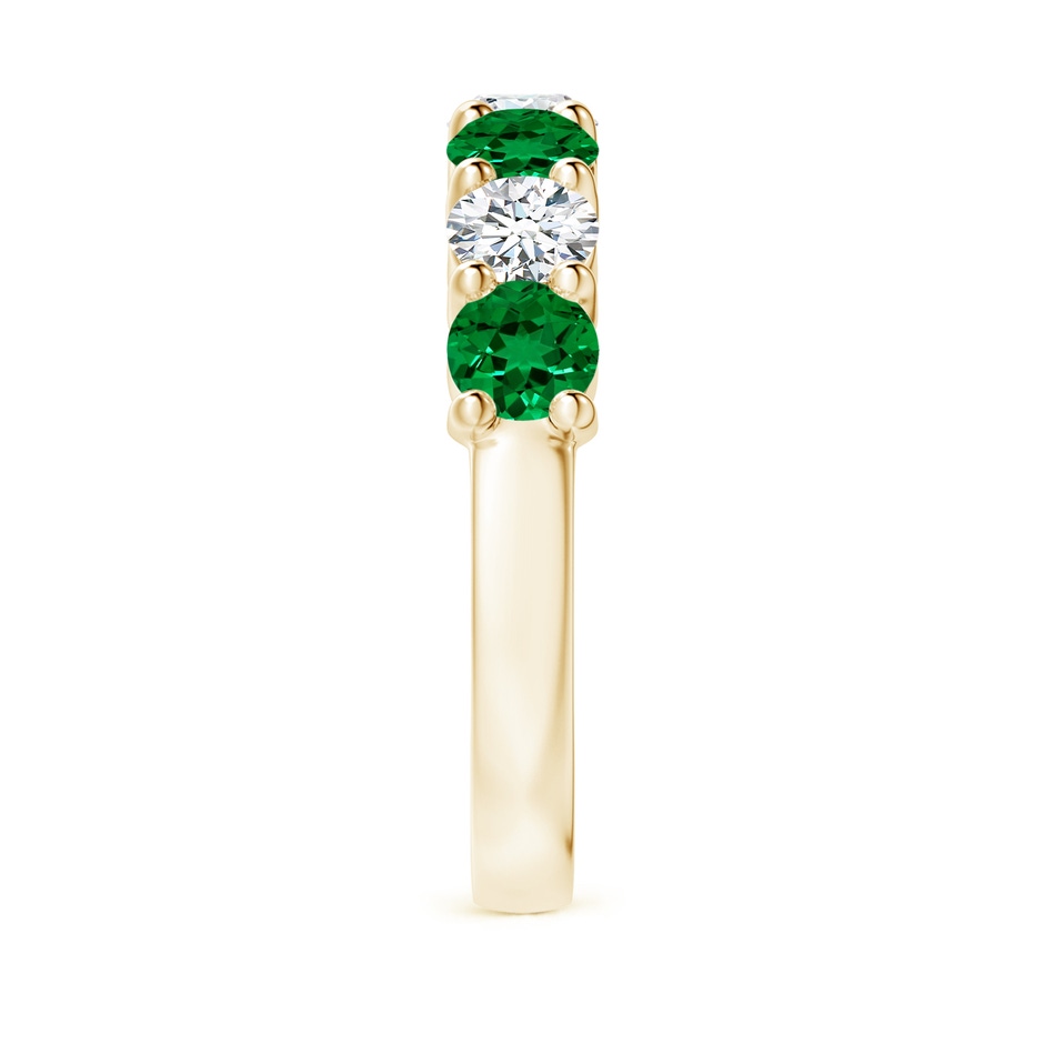 4mm Labgrown Lab-Grown Half Eternity Seven Stone Emerald and Lab Diamond Wedding Ring in 18K Yellow Gold side 299