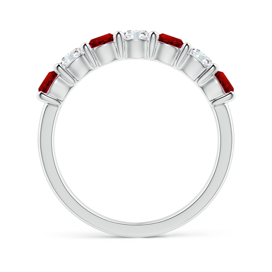 3.5mm Labgrown Lab-Grown Half Eternity Seven Stone Ruby and Lab Diamond Wedding Ring in P950 Platinum side 199